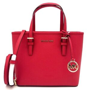 Michael Kors Jet Set Travel Extra-Small Top Zip Tote Bag Red